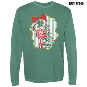 Stripe Nutcracker & Tree Comfort Colors Long Sleeve T-Shirt 'NLB'