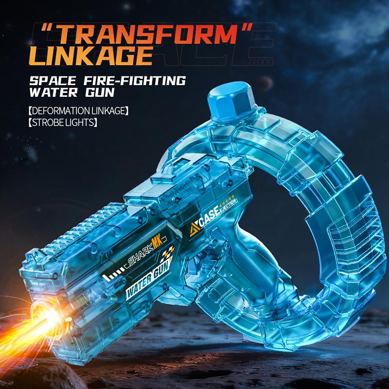 Linkage Transform Space Electric Water Gun with Energy Ring Glow, Large Capacity Drum Magazine Automatic Water Blaster, Super Cool Summer Water Squirt Toy for Beach Pool Backyard, Perfect Surprise Gift for Kids Adults Boys Girls