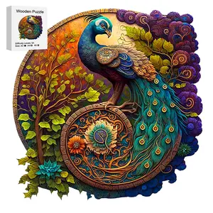 Charming Peacock Wooden Jigsaw Puzzle, Unique Irregular Animal Shape Toy, Best Gift for Adults & Kids, Family Game, Intermediate Skill Level