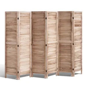 【DealsForYouDays】VEVOR Wood Room Divider,  , 6 Panel Wood Folding Privacy Screen, 66.9 Inches Tall Indoor Louvered Partition Divider, Portable Decoration Screen, for Room Separation, Home, Office, Restaurant & Bedroom