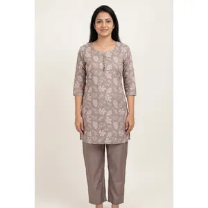 Light Brown Cotton Kurta Set for Women