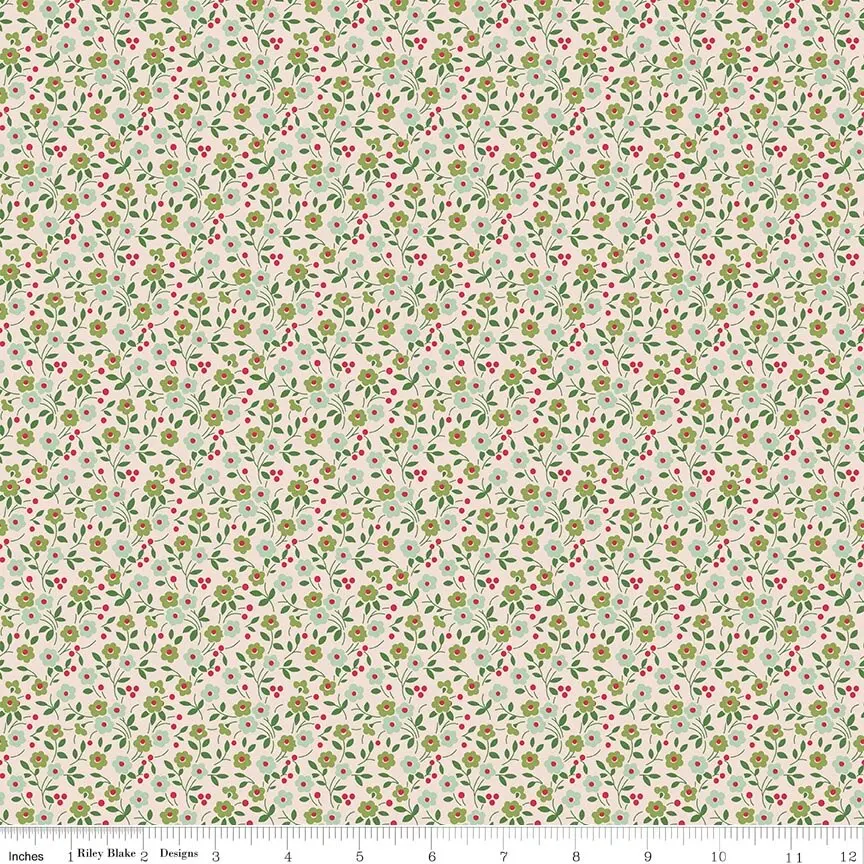 Fabric Riley Blake Lori Holt Sage Floral Farmer's Daughter by the Quarter Yard C17171-SAGE