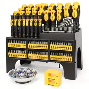 Screwdriver set with magnetic insulation and plastic case for electronics and precision work. Non-slip rubber handles. Tools for men and women.