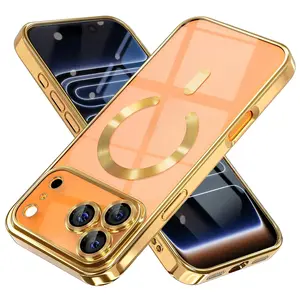 Clear Magnetic Case for iPhone 13–17 Pro Max, Anti-Yellowing TPU, Shockproof, Camera Lens Protection, Wireless Charging Compatible