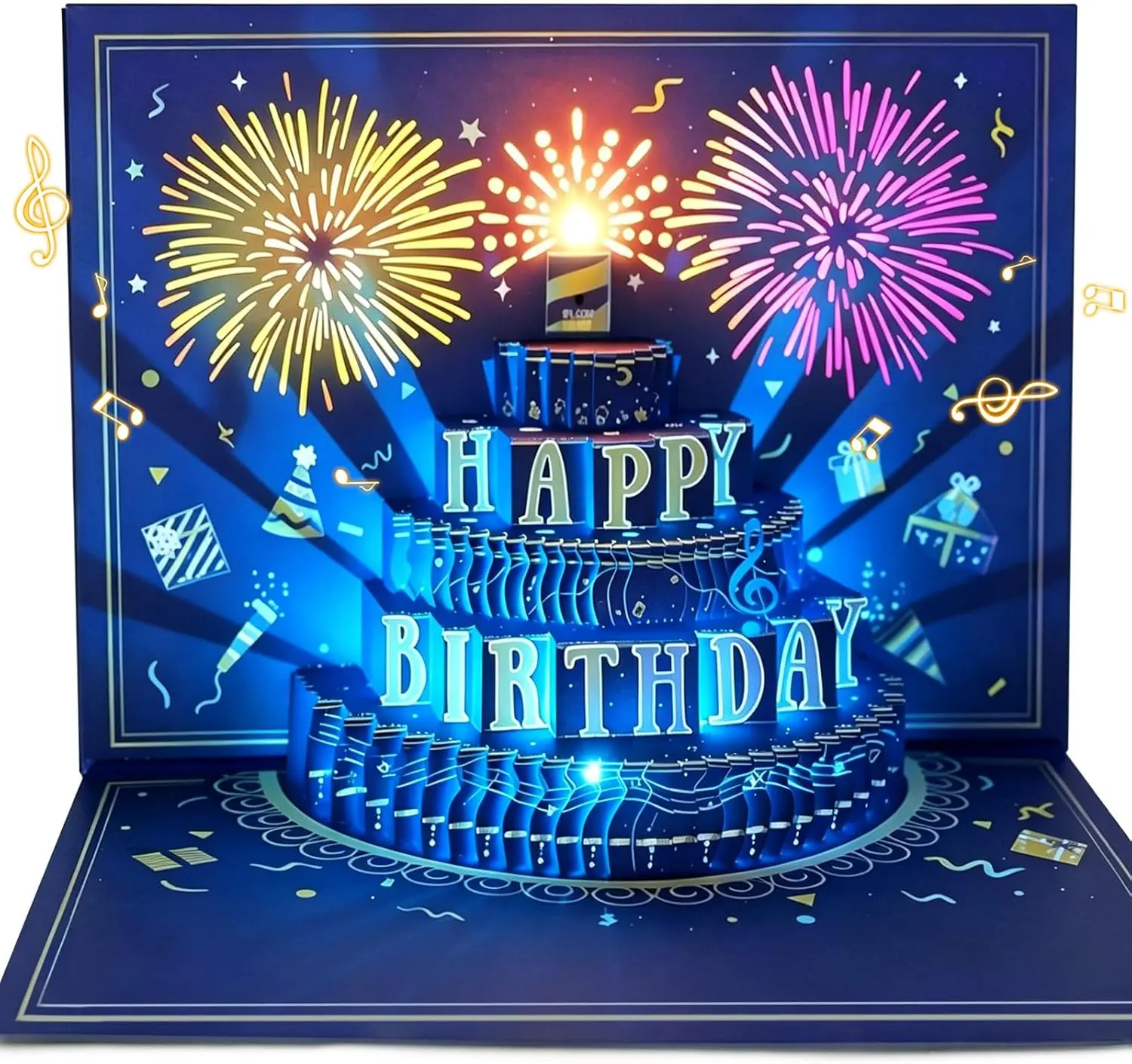 3D Pop Up Birthday Cards, Musical LED Lights Birthday Cards, Greeting Cards, Birthday Gifts for Mom Women Men Kids Child Dad Father Wife