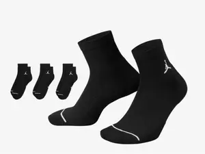 Nike Air Jordan Everyday Max Ankle 3 Pack Socks Dri-Fit Black Size Large