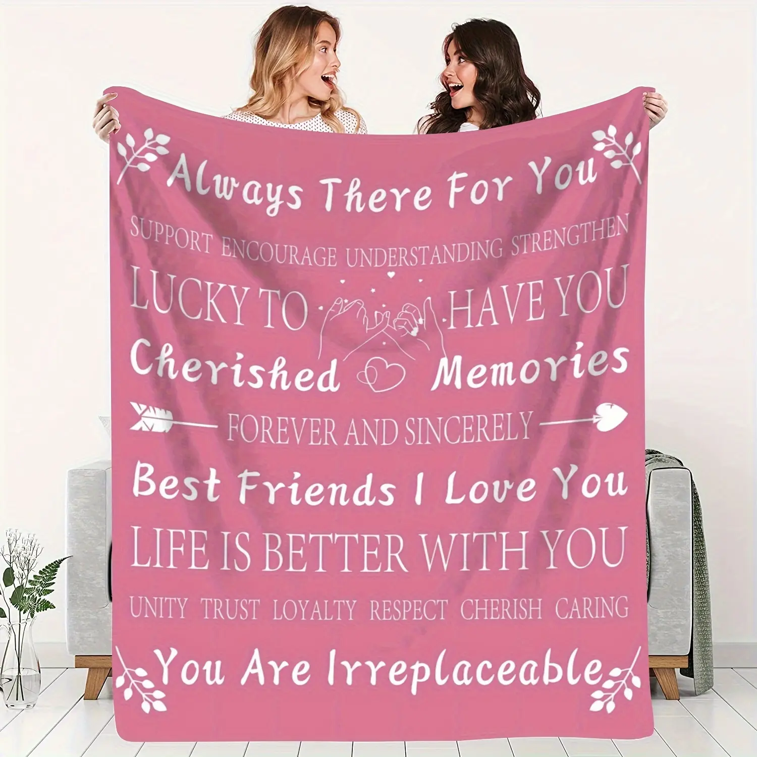 Soft Flannel Throw Blanket (30*40in) - Durable, Fleece Texture, Machine Washable, Anti-Pilling, Cozy for Couch Bed, Best Friend Women's Watch Party Birthday Gift