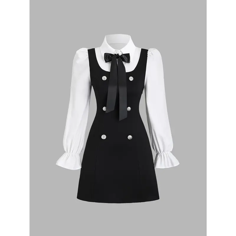 black and white cute dress Black White Kawaii Lolita Maid Cosplay Women's Dress – Kawaiies main image 1