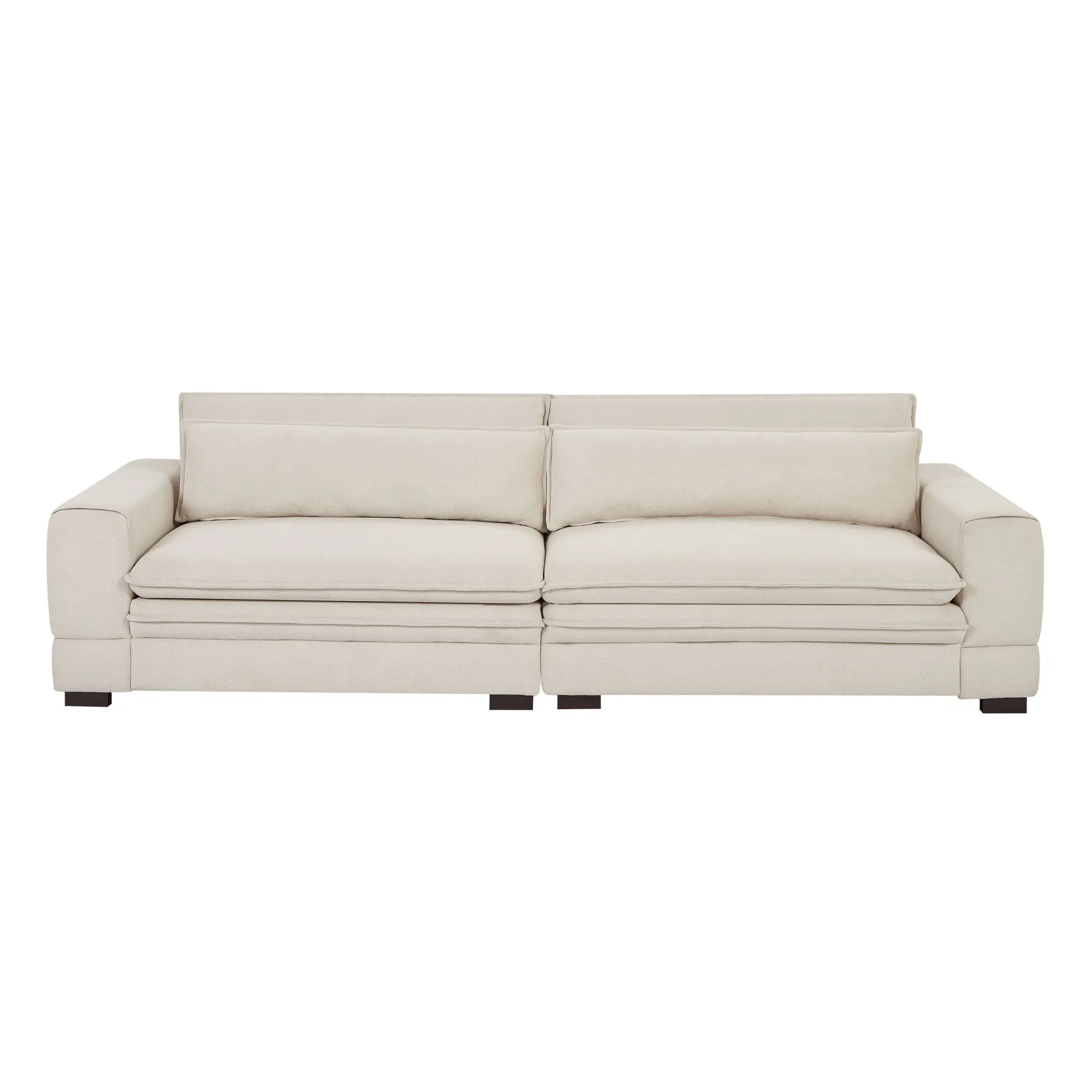 Mid-Century Modern Upholstered Sofa Couch for Living Room, Bedroom, Apartment, Home Office, Beige Fabric, Cozy Seat, Sturdy Frame, Easy Assembly, Single Couch for Small Space, 1-Pack, Living Room Furniture for Apartment, Lounge, Family Room