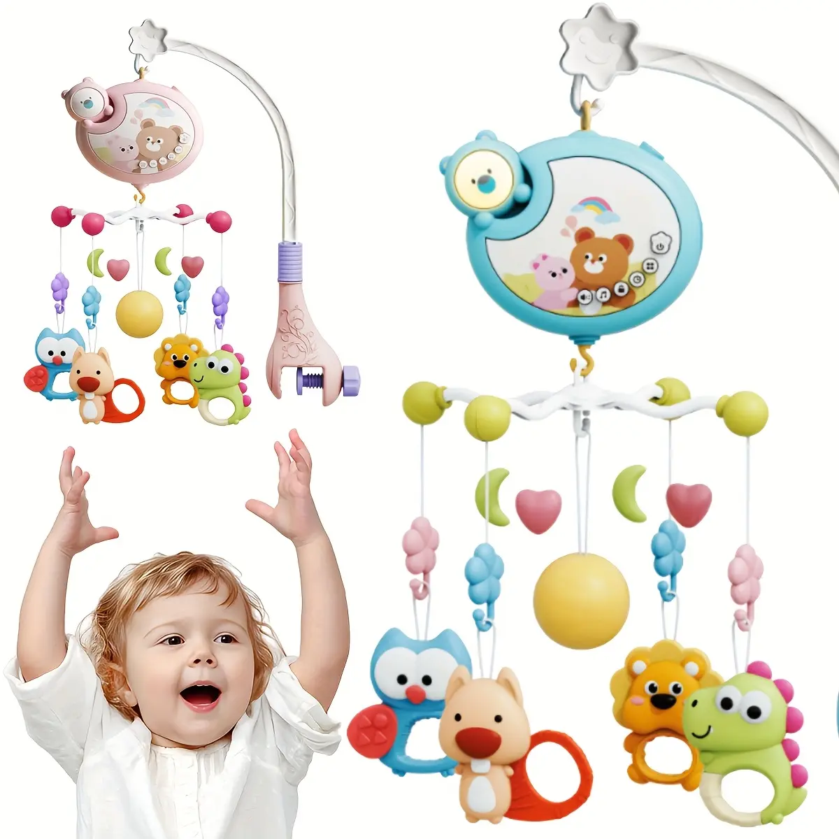 Interactive Bassinet with Projection, Music & Lights - Stimulates Brain Development, Multifunctional Sensory Play Toy with Spinner for Kids - Perfect Birthday Gift