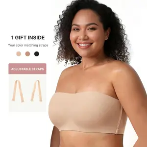 FeelinGirl FeelSoft Anti Slip Comfort Strapless Bra Plus Size No Underwire Wireless Detachable Straps Seamless Daily Wear Bras