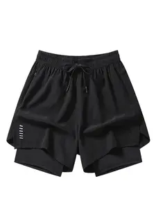 Men's Summer Half-Length Gym Shorts, Lightweight Breathable Mid-Thigh Pants, Trendy Versatile Two-Piece Quick-Dry Beach Shorts, Lightweight Athletic Shorts