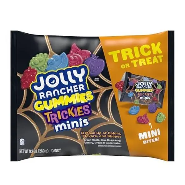 JOLLY RANCHER TRICKIES Gummies Minis Assorted Fruit Flavored, Halloween Candy Bag, 9.2 oz (Pack of 2)