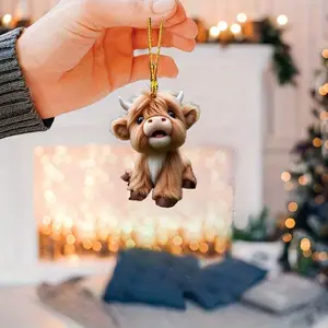 Acrylic Cow Head Car Charm for Rearview Mirror, Cute Hanging Ornament for Car, Keychain, or Holiday Decoration, Perfect Gift for Christmas, Parties, and Home Decor