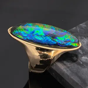 Chic Golden Stainless Steel Olive Ring | Slimming Color Design for Long, Elegant Fingers  | Slender Finger Look