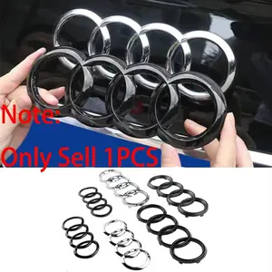 For Audi A1 A3 A4 A5 A6 A7 Q2 Q3 Q5 Q7 Q8 TT S3 S4 S5 S6 RS3 RS4 RS5 Auto Accessories Black/Silver 4Ring Logo ABS Car Hood Front Grill Emblem Bonnet Logo Rear Trunk Badge Sticker Car Stickers