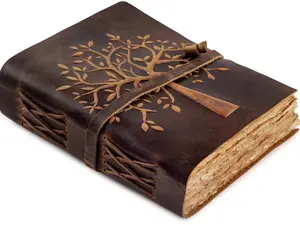 Leather Bound Vintage Journal Vintage Tree of Life Antique Deckle Edge Handmade Watercolor Paper for Writing, Drawing & Sketching - 6''X4''