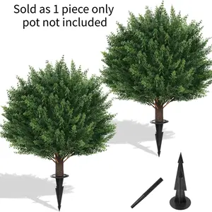 Outdoor Artificial Cedar Topiary Tree Set, UV Resistant Faux Cypress Evergreen Bush, Weather Resistant Shrub for Yard, Patio, Garden Decor