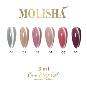 MOLISHA Portable Leak-Proof One Step Gel Nail Polish Pen Kit | 6 Vibrant Colors Cat Eye Effect | Complete  DIY Manicure Set with UV Light & Sanitizer Spray