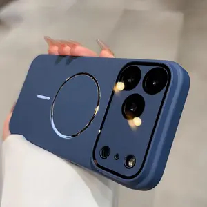 Skin-Friendly Frosted Metal Magnetic Case   Anti-Drop Lens + Shockproof PC Hard Shell for iPhone 13–17 Pro Max