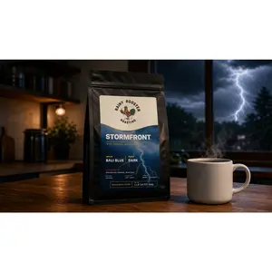 Stormfront (Bali Blue single-origin) Artisan roasted coffee beans. We don't roast until you order to ensure we get the freshest coffee right to your doorstep