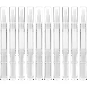 10 Pieces 3ml Transparent Twist Pens Empty Cuticle Oil Nail Oil Pen with Brush Tip Cosmetic Lip Gloss Container Applicators Eyelash Growth Liquid Tube with 1 Pack 3ml Transfer Pipettes