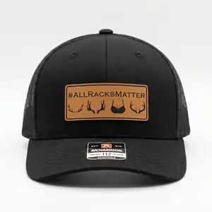 All Racks Matter Funny Leather Patch Trucker Hat, Hunting Humor Snapback Cap, Richardson Style Mesh Hat, Viral TikTok Gift For Hunters, Flexfit & Ponytail Outdoor Cap, Funny Hunting Hat For Him