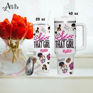 Sis You Are That Girl’ Customized Stainless Steel Tumbler 20 oz Straight or 40 oz Tumbler With Handle Motivational Words Sports Bottle for African American Girls Black Girl Magic Water Bottle Drinkware Reusable Straw Lid Classic Personalized Water Bottle