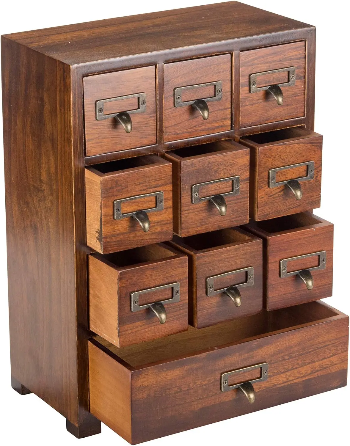 Vintage-Chic Solid Wood Apothecary Cabinet | Chinese Medicine Curio with Tea Organizer Drawers | Fully Assembled, Tall and Sleek Storage Solution