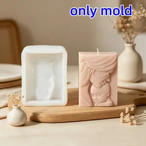 3D Mother Sculpture Candle Silicone Mold, Embossed Family Love, Handmade Plaster Resin Mould, DIY Aromatherapy Soap Craft Tool, Mother’s Day Gift