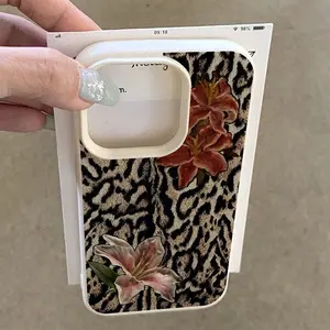 Elegant Lily Leopard Pattern Tpu Phone Case, Anti-Drop Protection Soft Shell for iPhone 11/12/13/14 Pro Max/15 Pro/16 Plus/16 Pro Max
