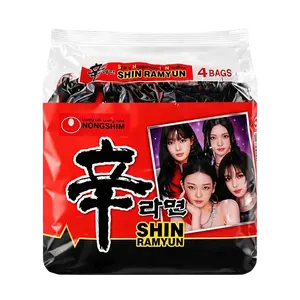 NONGSHIM Shin Ramyun Korean Instant Noodles 4-Pack Bundle - Classic Spicy Flavor, Limited Edition  K-Pop Packaging, 480g