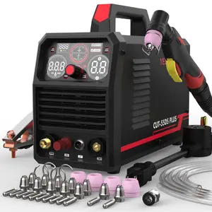 YESWELDER CUT-55DS-PLUS 110/220V Air Plasma Cutter 55Amp with 24Pcs AG60 Cutting Torch Consumables Kit | High-Frequency Start & Non-Touch Pilot Arc | 2-in-1 Multifunctional Metal Cutting Machine with Plate/Grid Cutting tiktokshopspringglowup