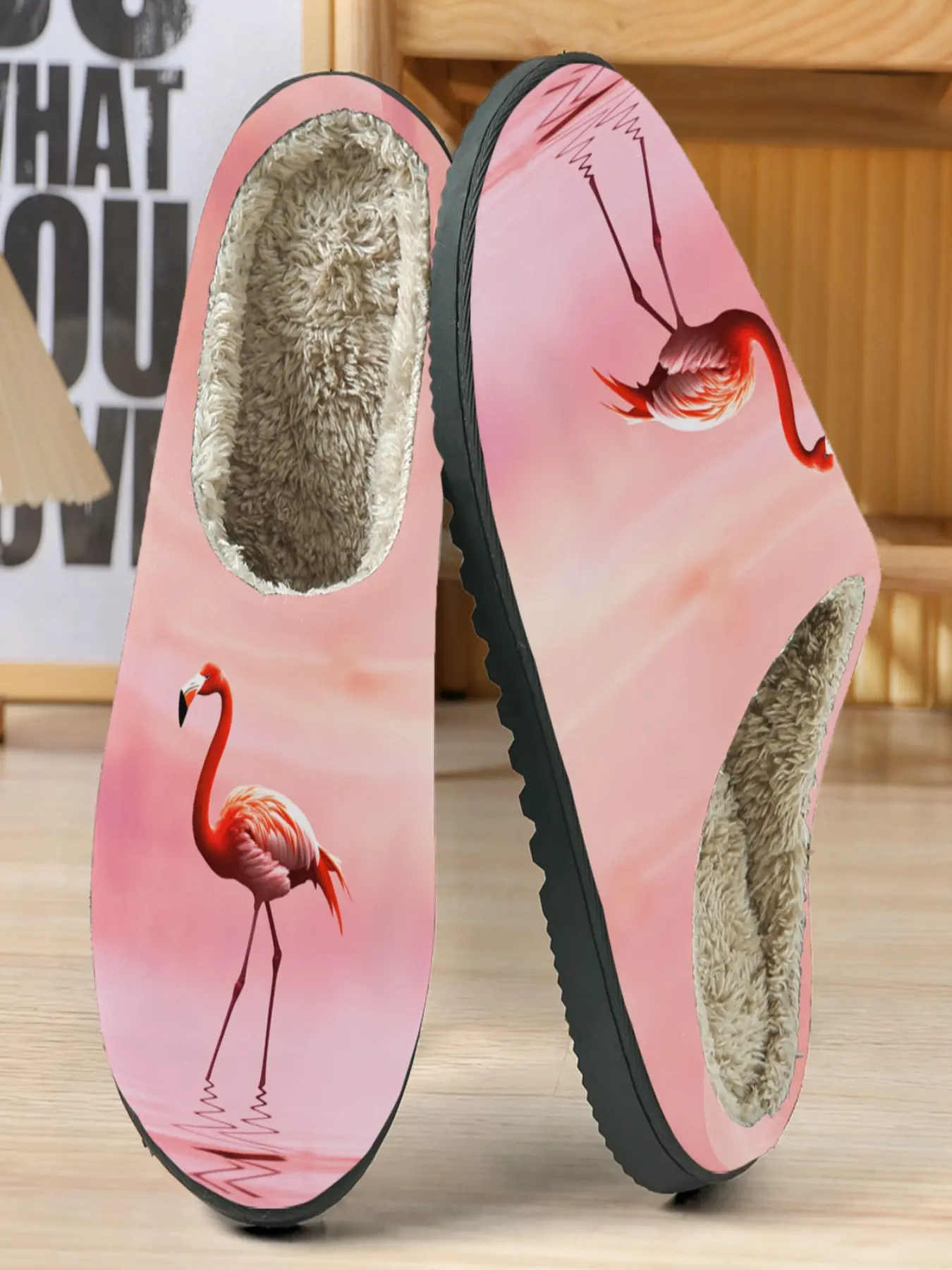 Silent Soft Sole Office Slippers, Casual Textile Upper, Random Print Design, Perfect for Home Relaxation, Fall & Winter Wear