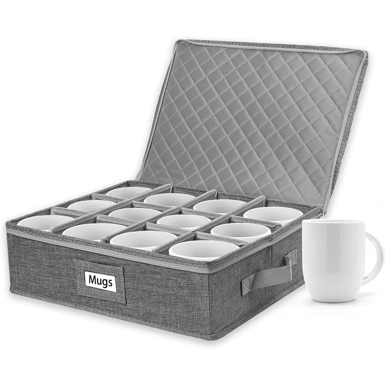 Tuza China Storage Containers, Dish Storage Protectors, Dinnerware Storage Box, Mug, Plate, Wine Glass, Dish Packing Supplies for Moving, Stemware Storage Containers, Gray