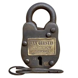San Quentin Prison Death Row Cast Iron Gate Lock With Keys & Brass Tag (2.5" x 1.5")