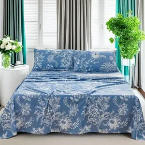 Floral Print Bedding Set, 1 Count Bed Sheet & 1 Count Bedspread & 2 Counts Pillowcase without Filler, Soft Comfortable Breathable Bedding Set for Home Bedroom, Bed Sheets Set