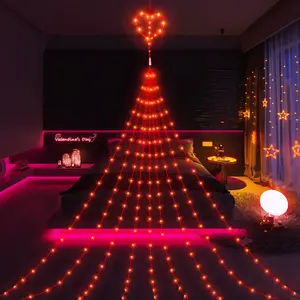 Heart-shaped USB Fairy Lights, For Patio Valentine'S Day Weddings Holiday Decorations. The Heart-shaped Waterfall Light Design Makes It An Ideal Choice For Valentine'S Day Gifts Birthday Gifts And New Year Decorations, Led Mood Light