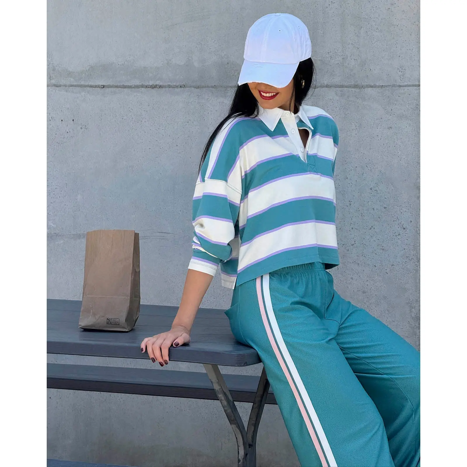 Sporty Terry Crop Rugby Shirt