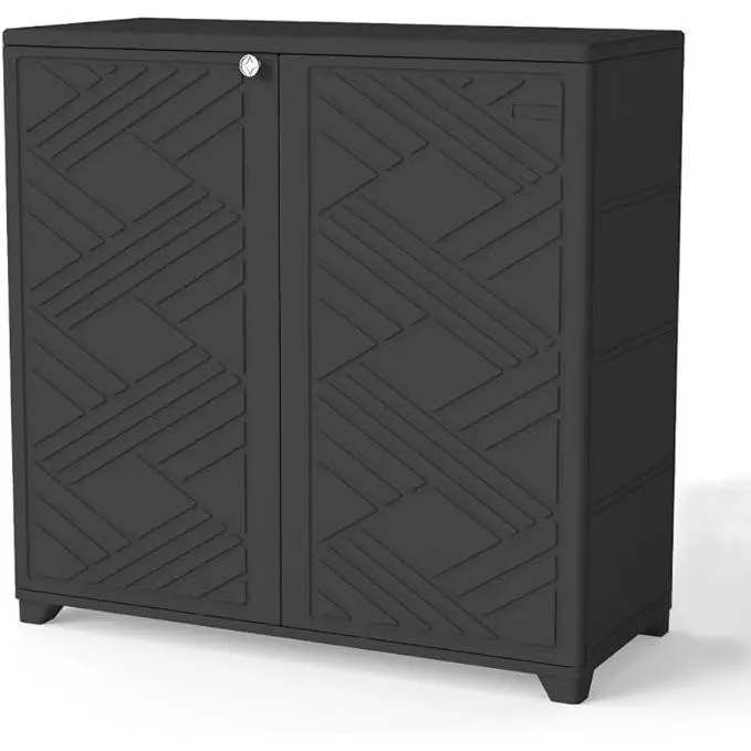Yardgrace Diamond Cabinet 34x15x34in Waterproof UV-Resistant Indoor Outdoor Storage Cabinet for Patio, Poolside, Living Room, Hallway, Balcony, Garage, Garden, Backyard