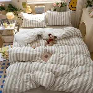 Brown Striped Boho Pattern Full Size Duvet Cover Set Lightweight Washed Microfiber Bedding with Pillowcases for Dorm Room Farmhouse Teen Boy Duvet Protector