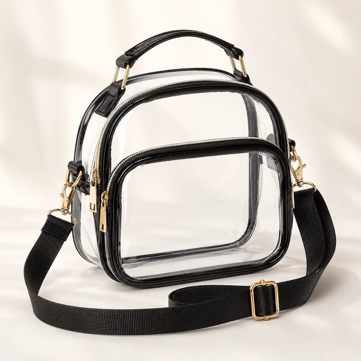 Women’s Clear Crossbody Bag with Front Pocket, Adjustable Shoulder Strap, Portable Transparent Shoulder Bag for Concert, Travel, Stadium Events, Daily Use