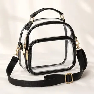 Women’s Clear Crossbody Bag with Front Pocket, Adjustable Shoulder Strap, Portable Transparent Shoulder Bag for Concert, Travel, Stadium Events, Daily Use outdoorfun