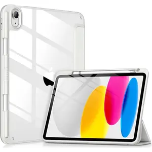 Case for iPad (A16) 11-inch 2025 and iPad 10th Generation 10.9 Inch 2022, Clear  and TPU Shockproof Frame Cover [Built-in Pencil Holder, Support Auto Sleep/Wake] - Sliver