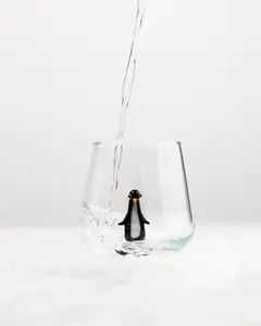 Penguin Drinking Glass, Handmade Animal Figure, Tumbler, Cup, Animal, Design Glasses, Perfect Gift For Dad, Home Décor, Glassware, Kitchen