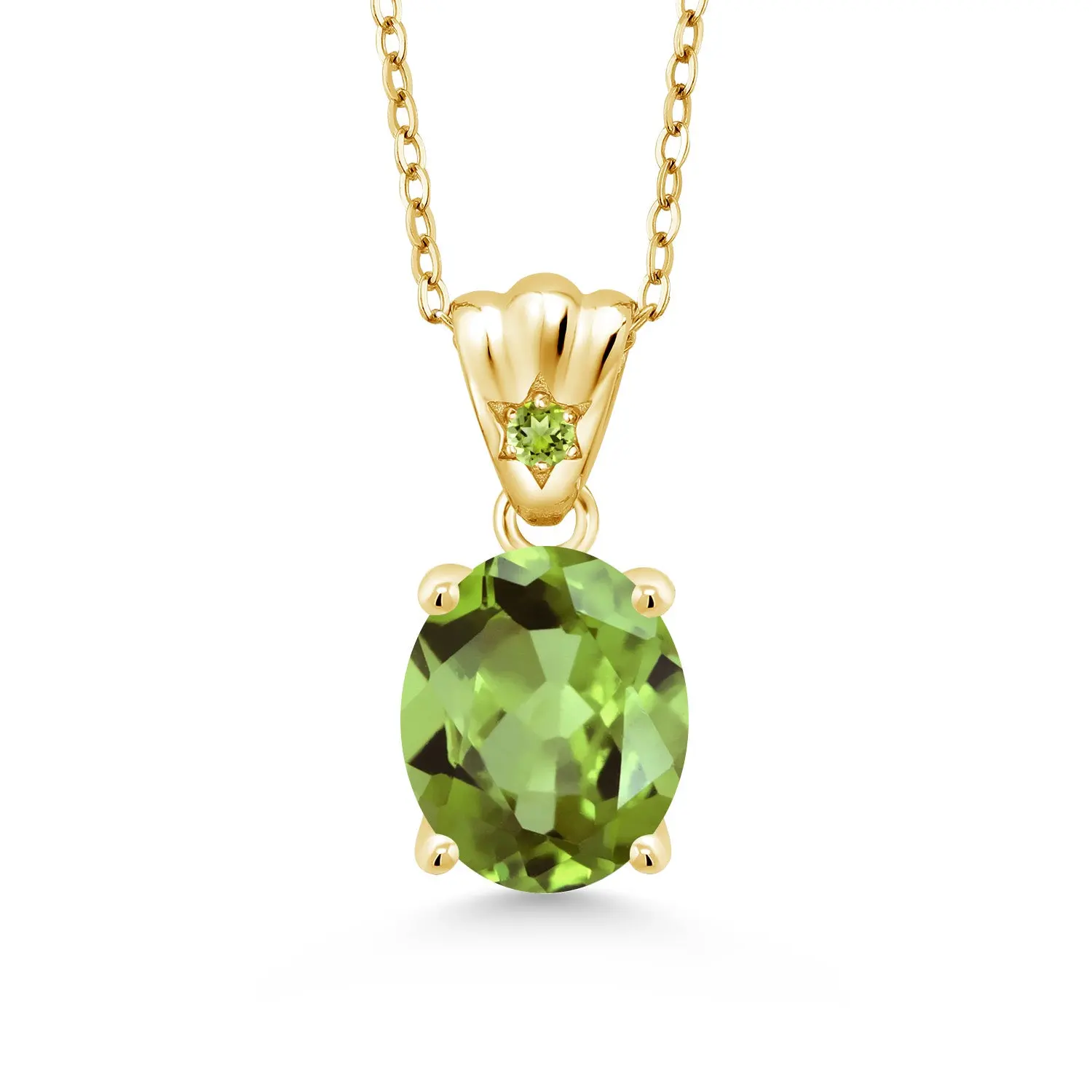 3.05 Cttw Oval Green Peridot Pendant Necklace for Women