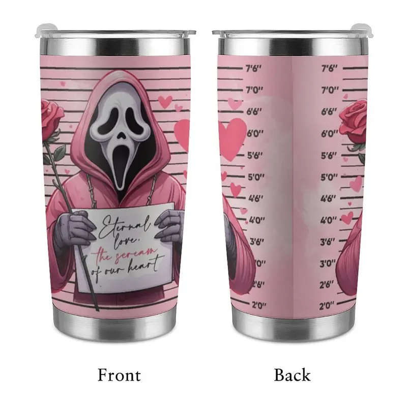 Valentines Day Tumbler, Horror, Scream Tumbler, Glitter Print, 20oz Horror Valentine Tumbler, Pinky Horror Tumbler, Stainless Steel Tumbler Cup with Straw & Lid, Valentine Day Sublimated Tumbler, 40oz Stainless Steel Cup