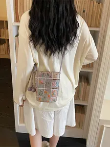 Women's Bohemian Embroidered Drawstring Bucket Bag, Ethnic Design, Daily & Travel Crossbody Small Bag, Stylish and Practical Accessory