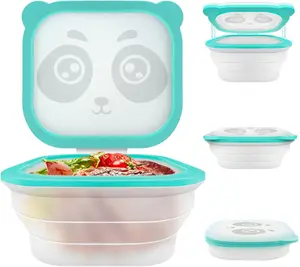 Silicone Food Storage Containers, Camping Bowl with Lids Collapsible, Freezer & Dishwasher Safe, Reusable 30 Oz Lunch Box for Camping Travel Fruit