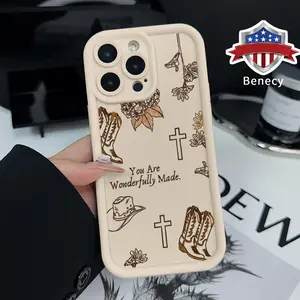 Western Religion Pattern TPU Phone Case for iPhone 17 15 16 14 Pro Max 13 12 11 XR XS Plus Air E Shockproof Drop Protection Rugged Durable Silicone Cover Cellphone Protective Casing